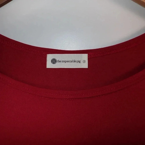 The Impeccable Pig Womens Blouse Burnt Orange Long Sleeve Scoop Neck Stretch S - Picture 5 of 5